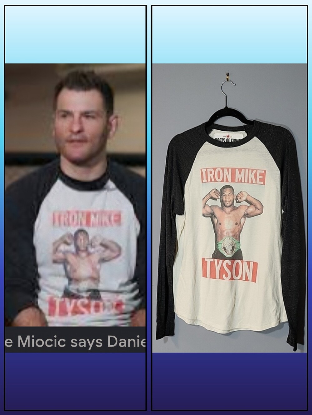 Roots of Fight Bloodlines lron Mike Tyson 1988 Raglan Long Sleeve Shirt Boxing M